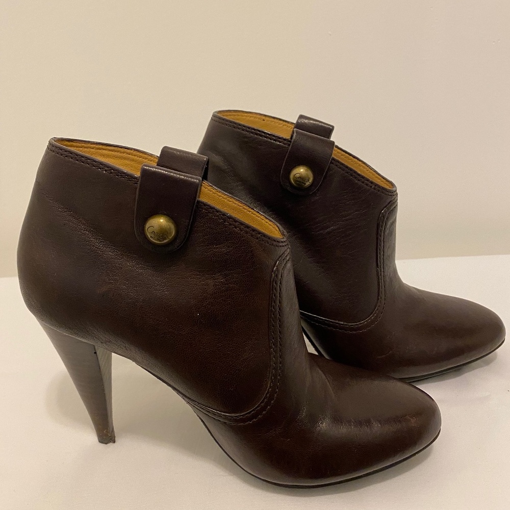 Coach, chocolate brown booties, size 5